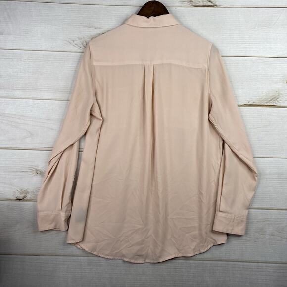 Who What Wear Womens Blouse Sz L Peachy Pink Button Up Flowy Long Sleeve Career - Picture 10 of 10